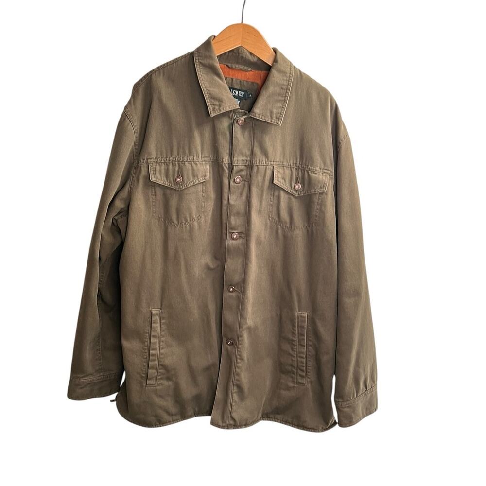 J. Crew Men's Canvas Utility Quilted Shirt/Jacket Olive Green Size XL
